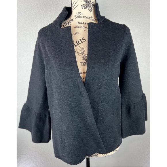 Anthropologie Black Structured Bell Sleeve Blazer Jacket, size XS - Picture 2 of 9